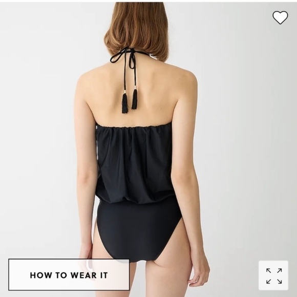 NWT J.Crew Draped Blouson One Piece Swimsuit Strapless Black Plus Size Sz 22 - Picture 3 of 16